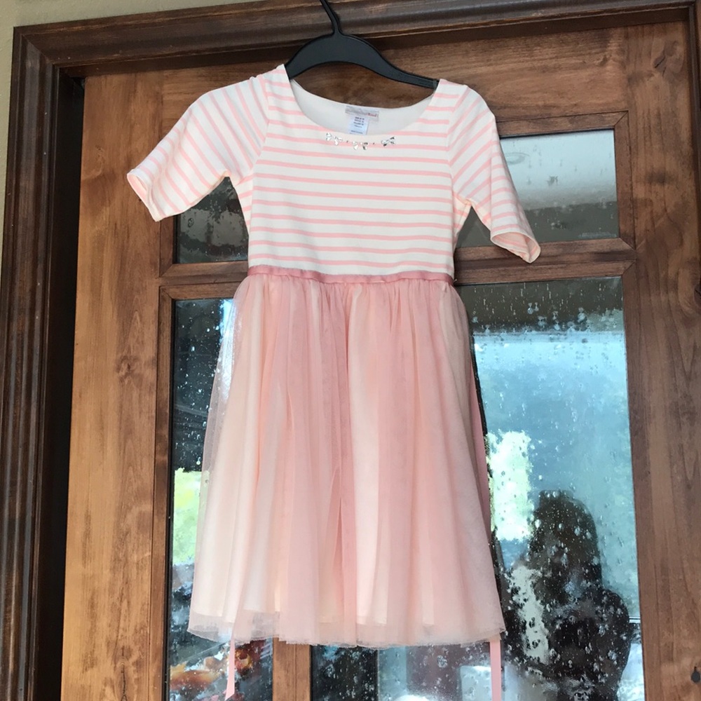 Pink and white formal dress with tool bottom